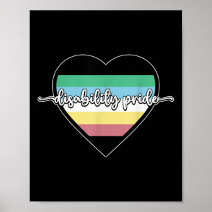 Disability Pride Month Flag Heart Neurodivergent A Poster