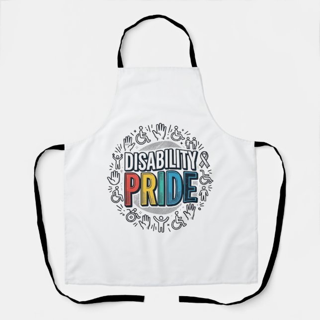 Disability Pride Vintage Inclusive Awareness Shirt Apron (Front)