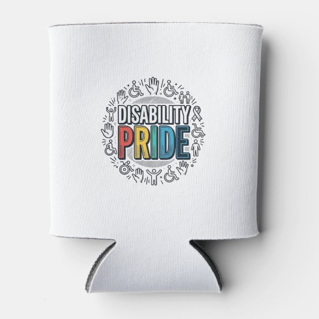 Disability Pride Vintage Inclusive Awareness Shirt Can Cooler (Front)