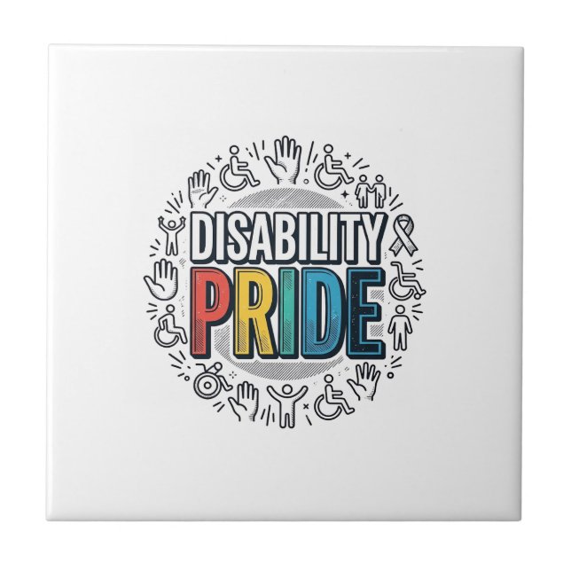 Disability Pride Vintage Inclusive Awareness Shirt Ceramic Tile (Front)