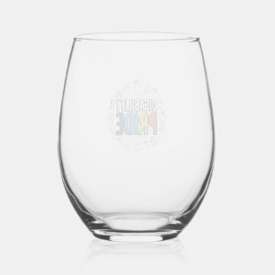 Disability Pride Vintage Inclusive Awareness Shirt Stemless Wine Glass