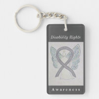 Disability Rights Awareness Ribbon Angel Keychain