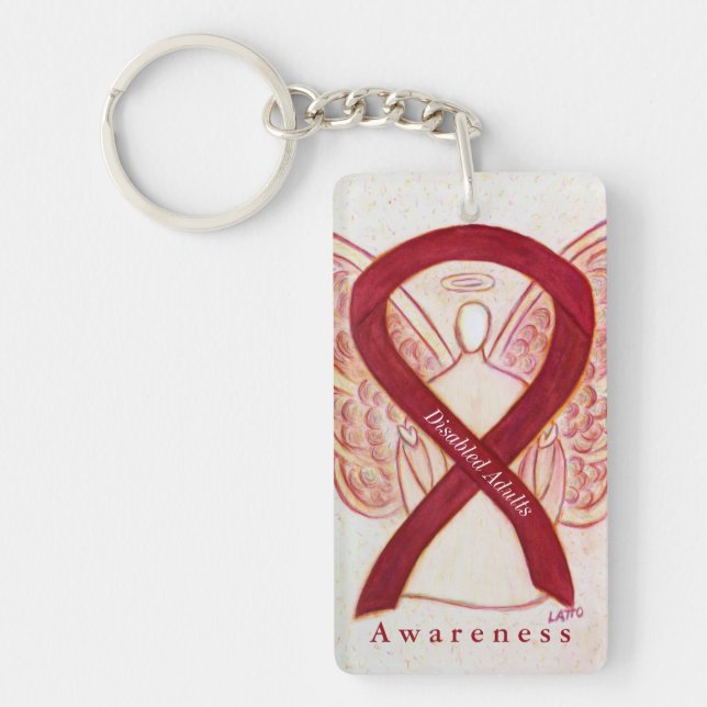 Disabled Adults Angel Awareness Ribbon Keychain (Front)