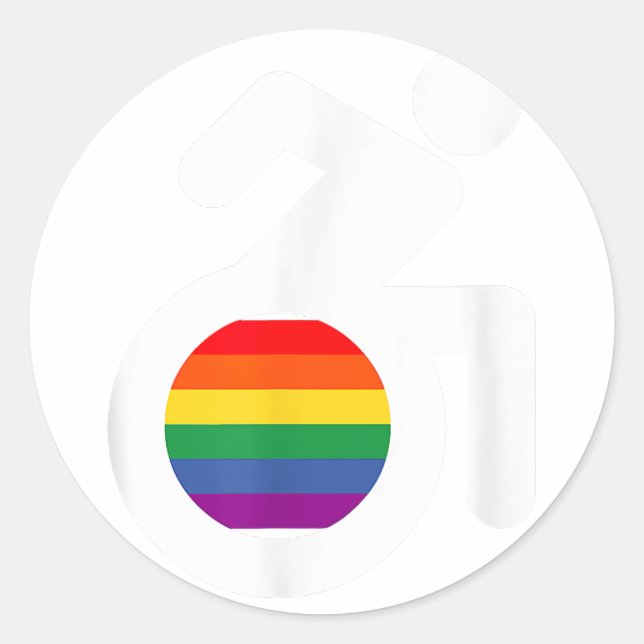 Disabled and Gay LGBT Wheelchair  Classic Round Sticker (Front)