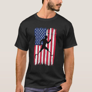 Disabled Athlete Runner Usa Flag Athletics T-Shirt