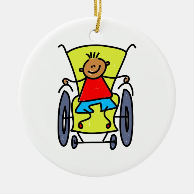 Disabled Boy Ceramic Ornament (Front)