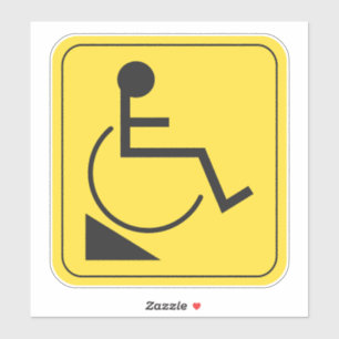 Disabled Downward Wheelchair Ramp Sticker Yellow