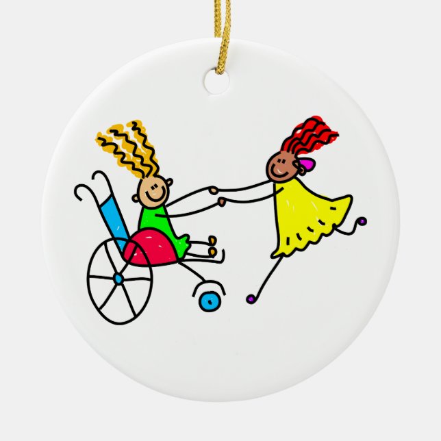 Disabled Friends Ceramic Ornament (Front)