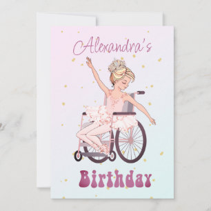 Disabled Girl Ballerina Birthday Pink  Invitation