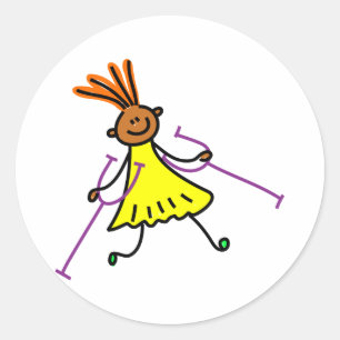 Disabled Girl Classic Round Sticker