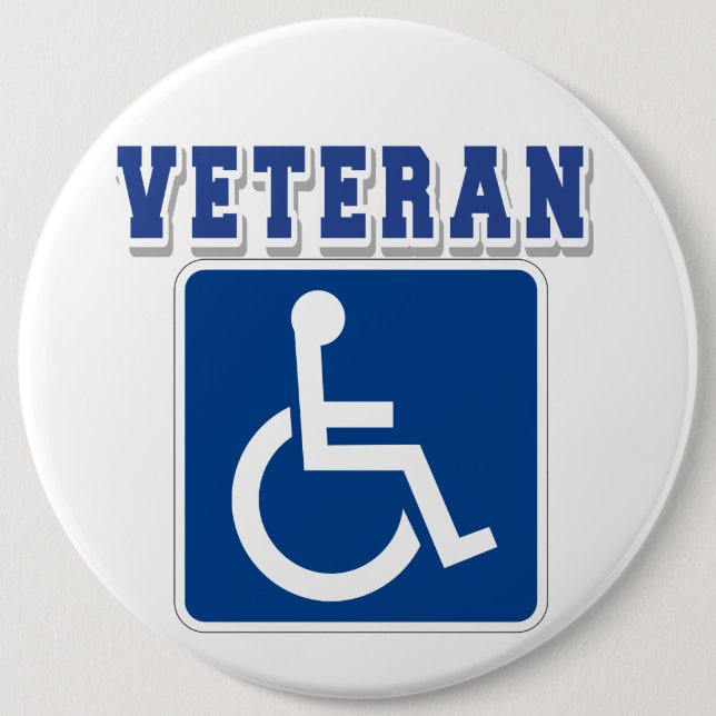 Disabled Handicapped Veteran 6 Cm Round Badge (Front)