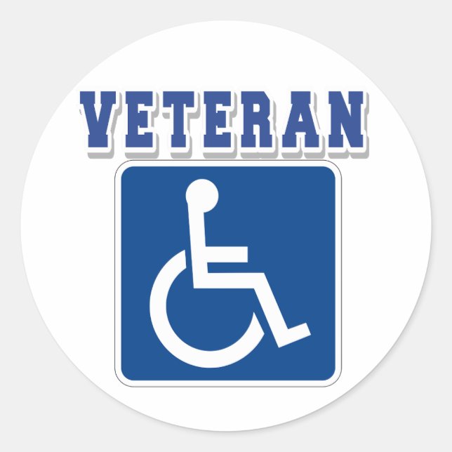 Disabled Handicapped Veteran Classic Round Sticker (Front)