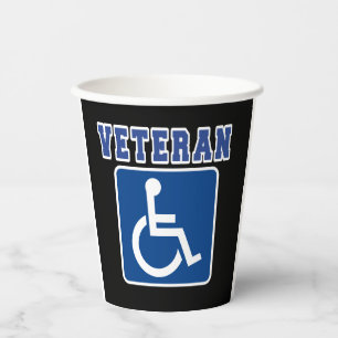 Disabled Handicapped Veteran Paper Cups