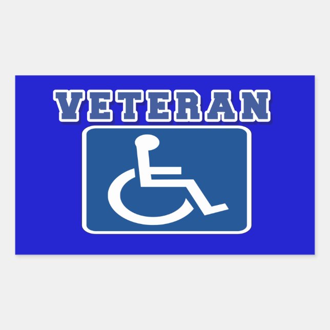Disabled Handicapped Veteran Rectangular Sticker (Front)