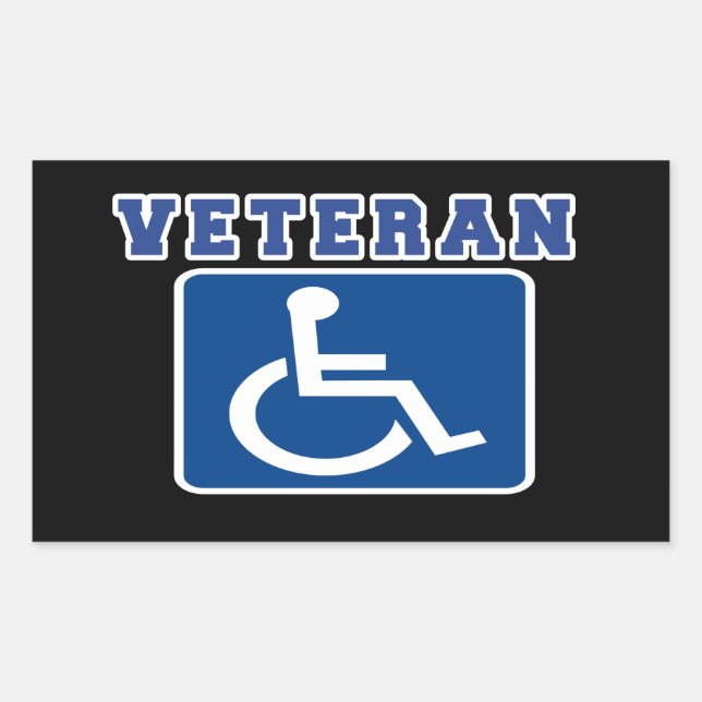 Disabled Handicapped Veteran Rectangular Sticker (Front)
