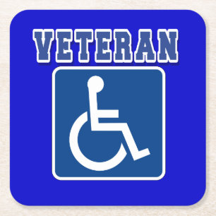 Disabled Handicapped Veteran Square Paper Coaster