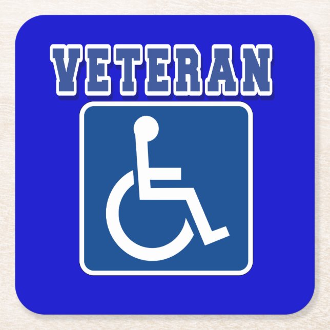 Disabled Handicapped Veteran Square Paper Coaster (Front)