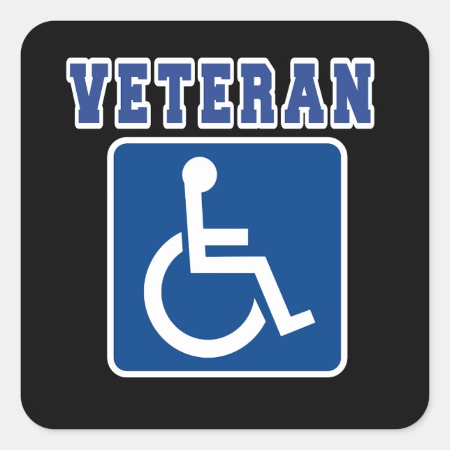 Disabled Handicapped Veteran Square Sticker (Front)