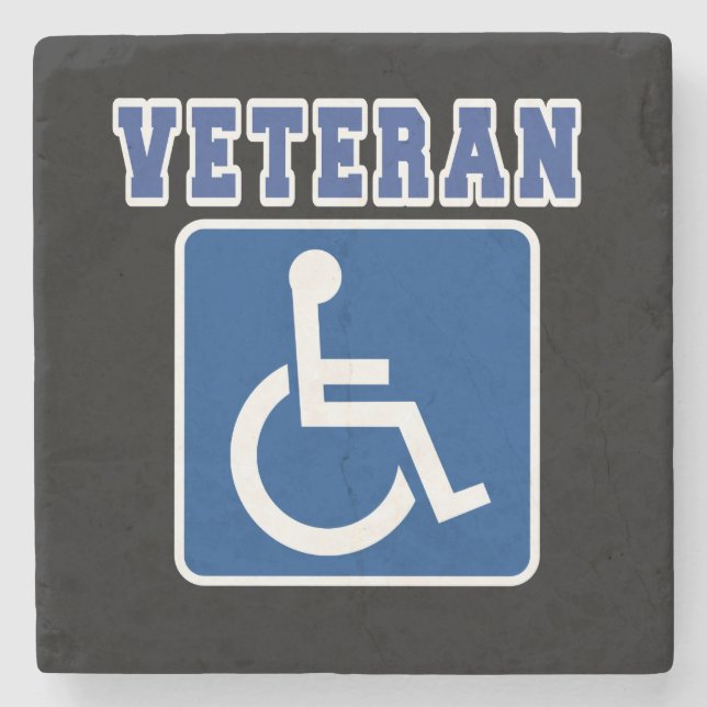 Disabled Handicapped Veteran Stone Coaster (Front)