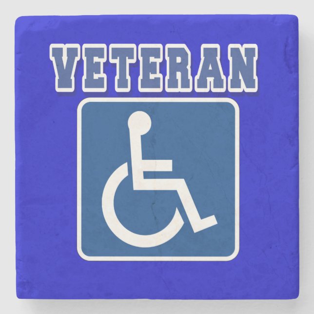 Disabled Handicapped Veteran Stone Coaster (Front)