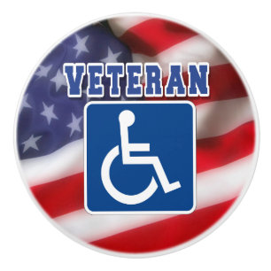 Disabled Handicapped Veteran USA Ceramic Knob
