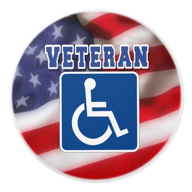 Disabled Handicapped Veteran USA Ceramic Knob (Front)