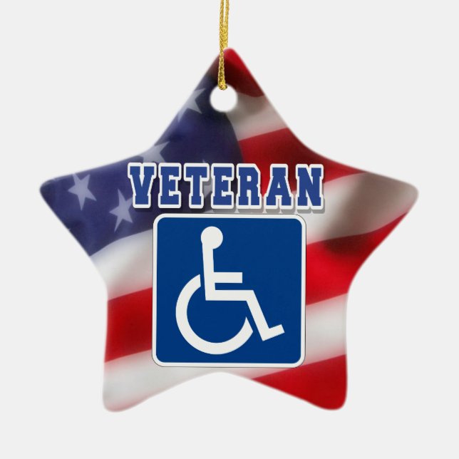 Disabled Handicapped Veteran USA Ceramic Ornament (Front)