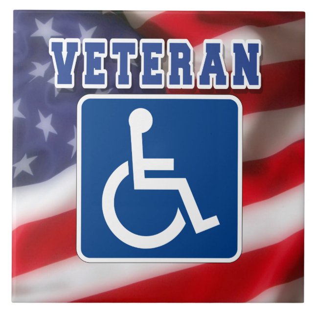 Disabled Handicapped Veteran USA Ceramic Tile (Front)