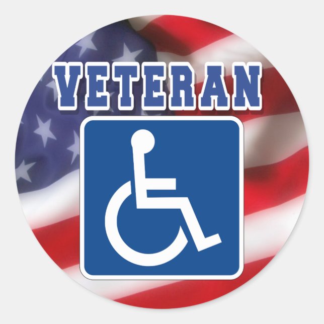 Disabled Handicapped Veteran USA Classic Round Sticker (Front)