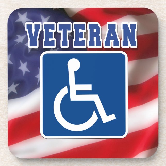 Disabled Handicapped Veteran USA Coaster (Front)