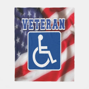 Disabled Handicapped Veteran USA Fleece Blanket