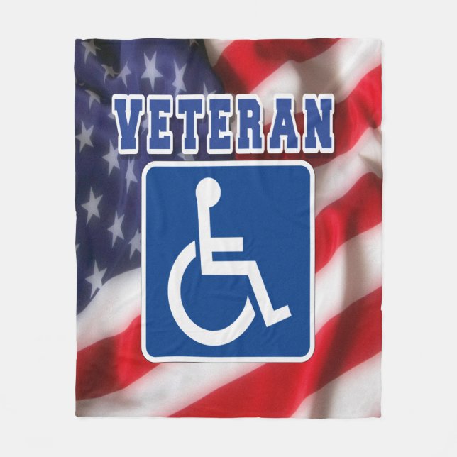 Disabled Handicapped Veteran USA Fleece Blanket (Front)