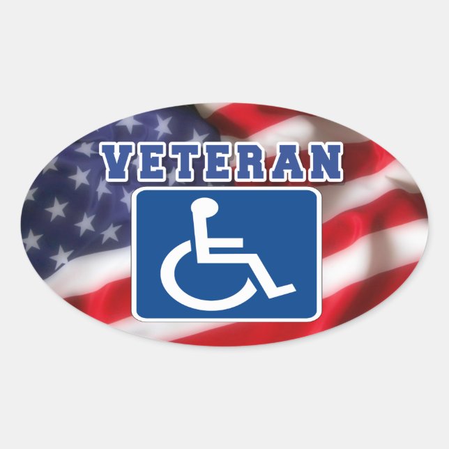 Disabled Handicapped Veteran USA Oval Sticker (Front)