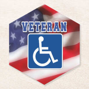 Disabled Handicapped Veteran USA Paper Coaster