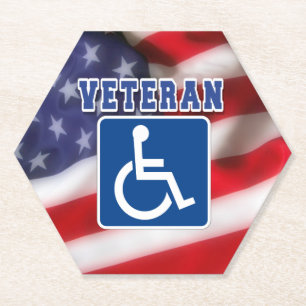 Disabled Handicapped Veteran USA Paper Coaster