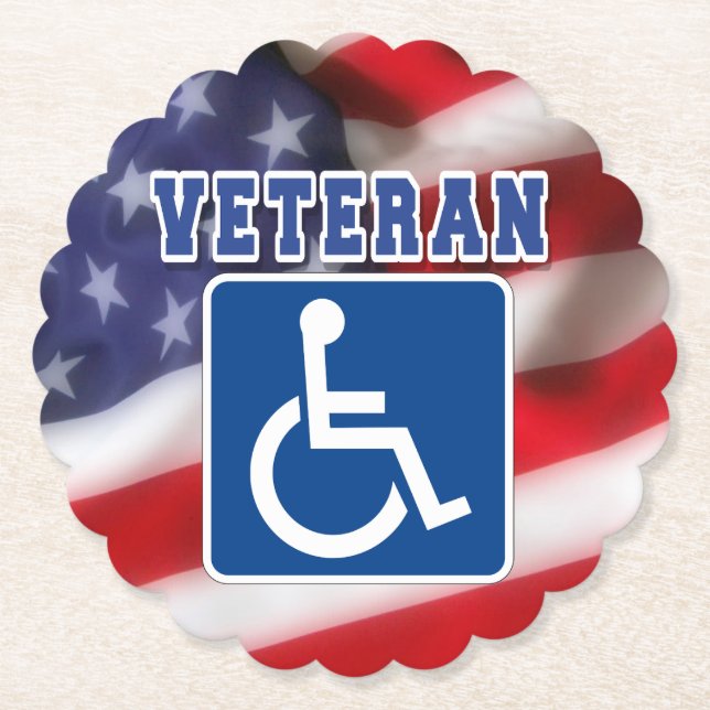 Disabled Handicapped Veteran USA Paper Coaster (Front)