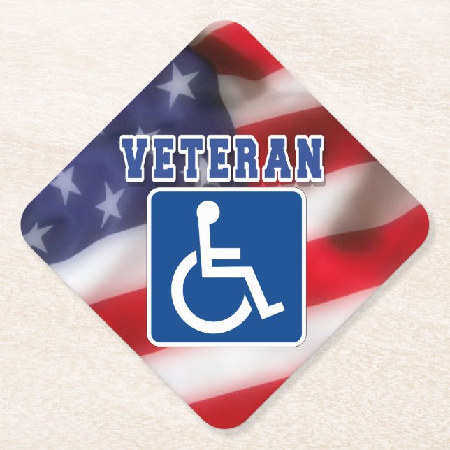 Disabled Handicapped Veteran USA Paper Coaster (Front)