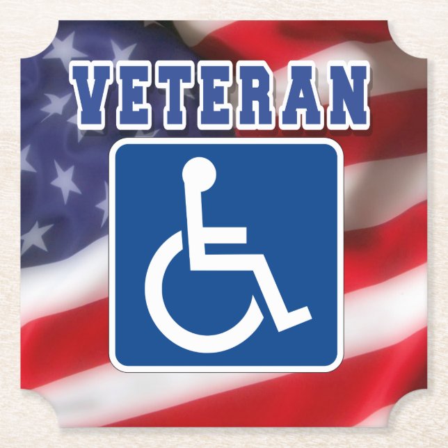 Disabled Handicapped Veteran USA Paper Coaster (Front)
