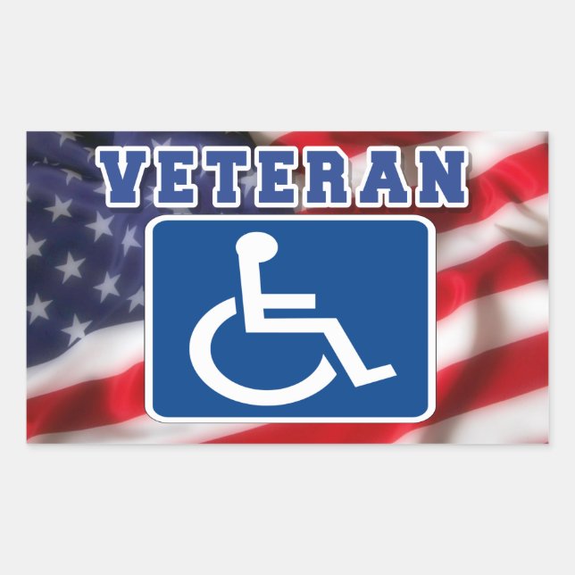 Disabled Handicapped Veteran USA Rectangular Sticker (Front)