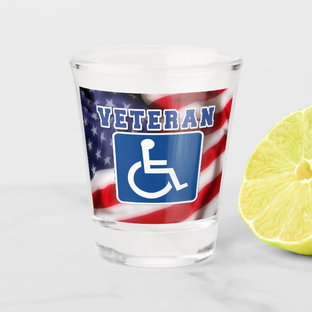 Disabled Handicapped Veteran USA Shot Glass (Front)