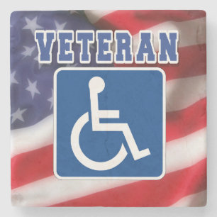 Disabled Handicapped Veteran USA Stone Coaster