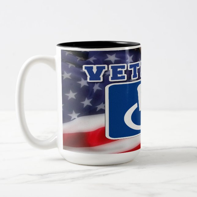 Disabled Handicapped Veteran USA Two-Tone Coffee Mug (Left)