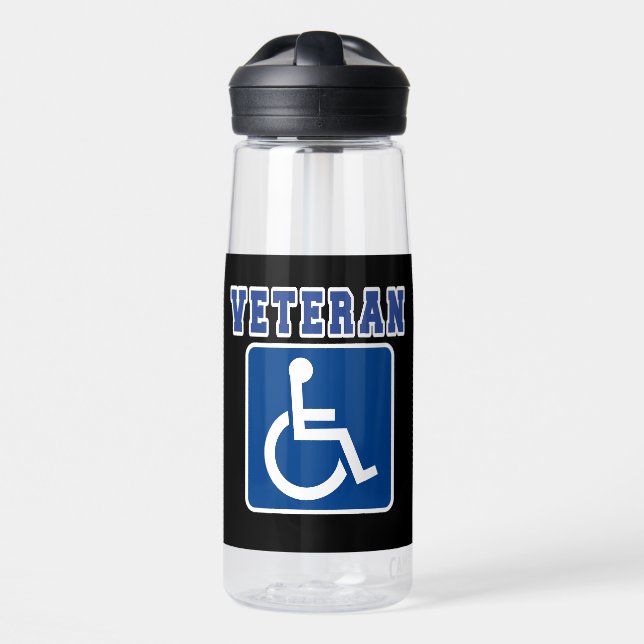 Disabled Handicapped Veteran Water Bottle (Front)
