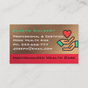 Disabled Homecare Caregiver Nurse Heart in Hand Business Card