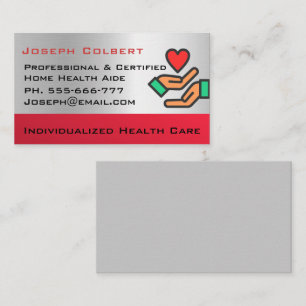 Disabled Homecare Caregiver Nurse Heart in Hand Business Card