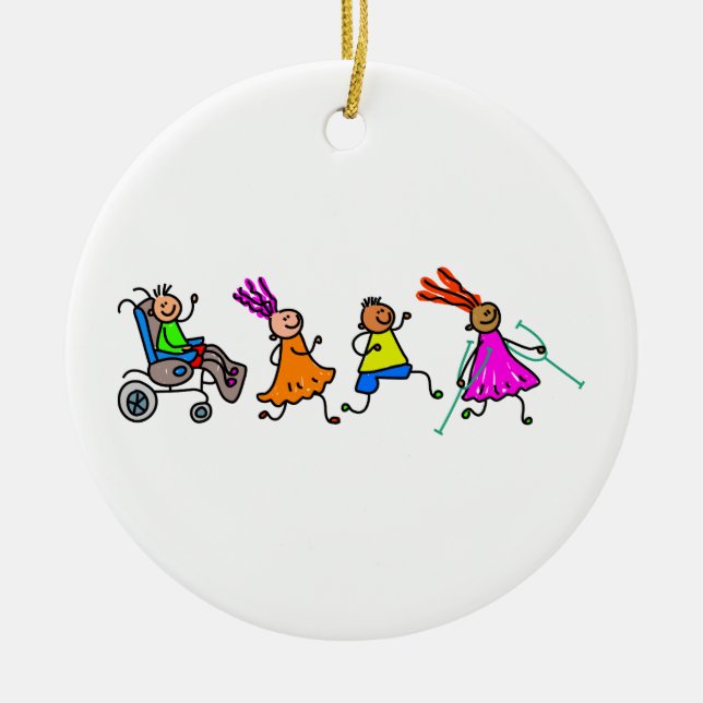 Disabled Kids Ceramic Ornament (Front)