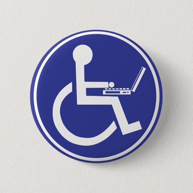 DISABLED LAPTOP 6 CM ROUND BADGE (Front)