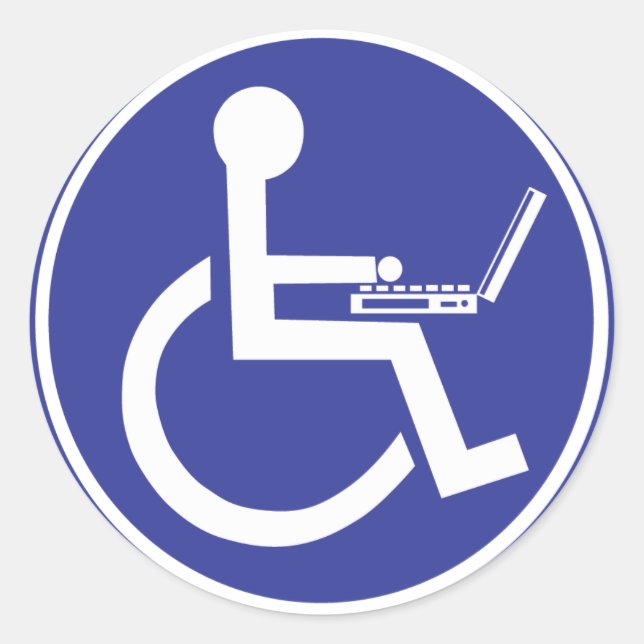 DISABLED LAPTOP CLASSIC ROUND STICKER (Front)