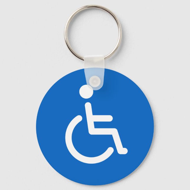Disabled sign or handicapped symbol blue and white key ring (Front)