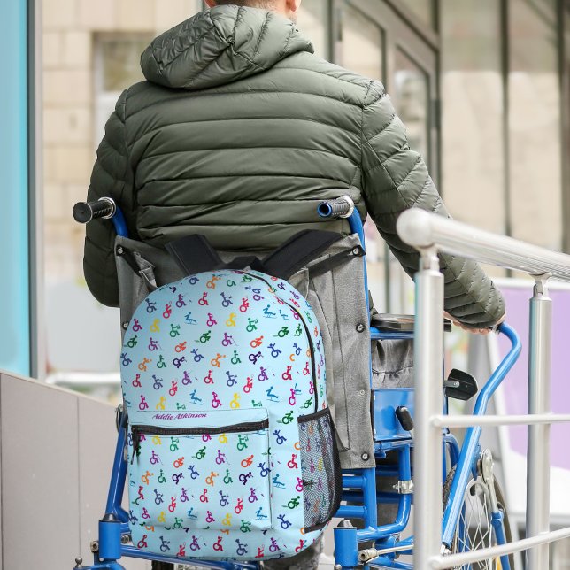 Disabled Stick Man Having Fun Printed Backpack (Creator Uploaded)